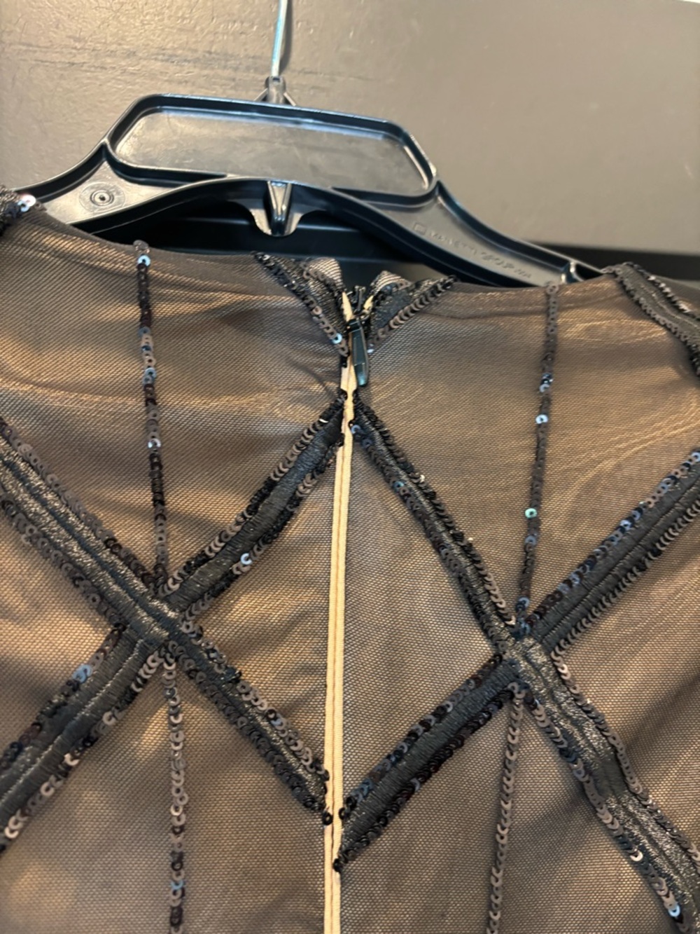 Fashion Nova Luxe Amber Deep V Embellished Feather Trim Mini Dress Black Small - Picture 9 of 11